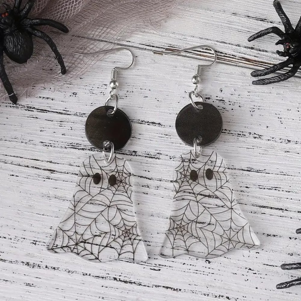 Halloween Spider Web Ghost Earrings